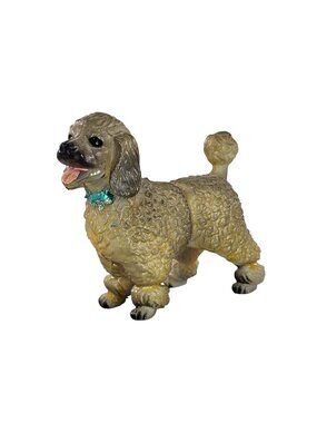 Hong Kong Plastic Grey Poodle Puppy Figurine Collectible Vintage 1970s #106A